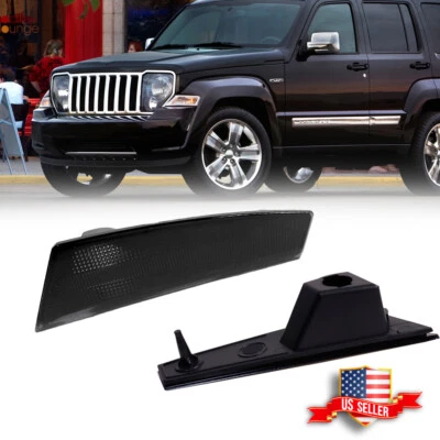 2X Smoked Lens Front Bumper Side Marker Signal Lights For 2008-2012 Jeep Liberty - Image 1 of 4