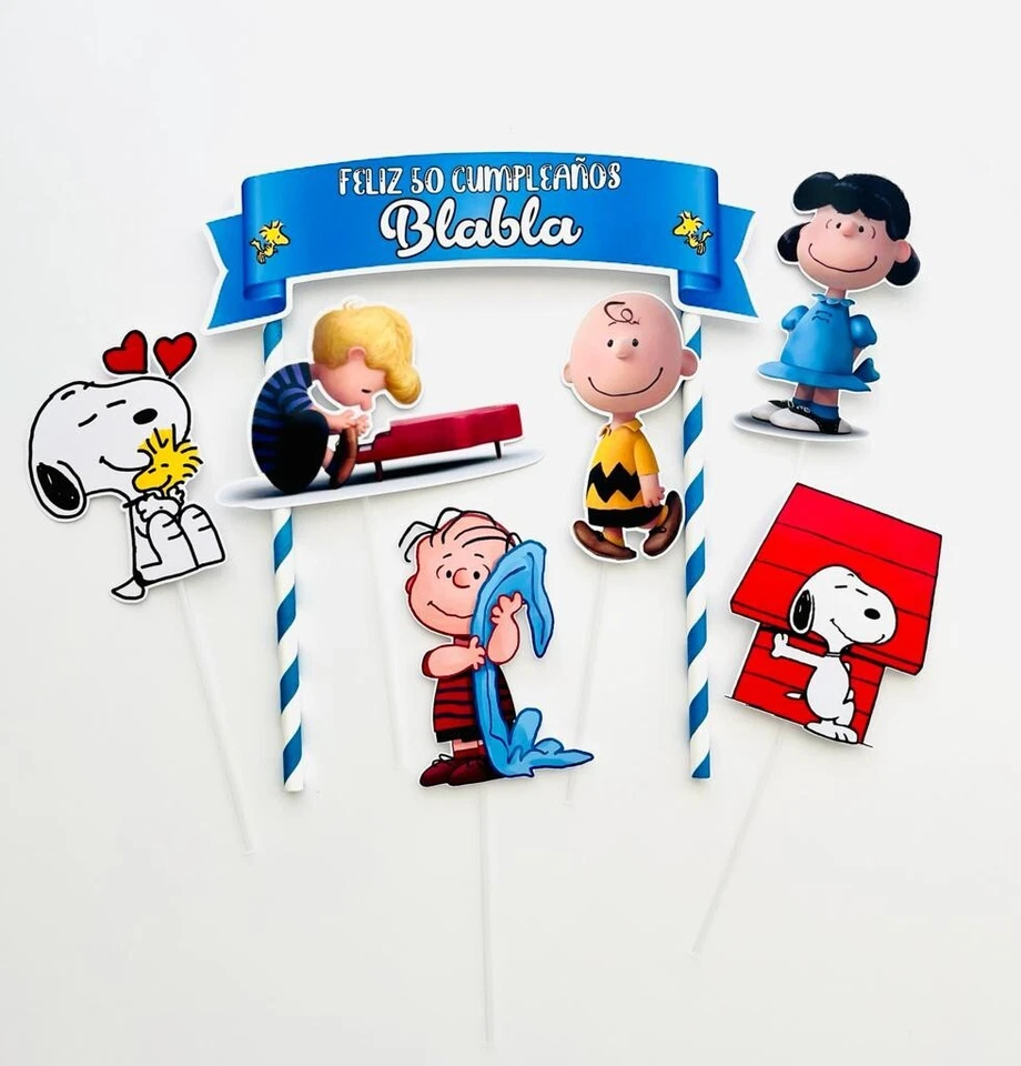 Topper de pastel personalizado Charlie Brown Snoopy Foto 1 de 1