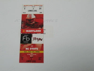 Oct 21, 2006 Maryland Terrapins vs NC State Ticket - Image 1 of 2