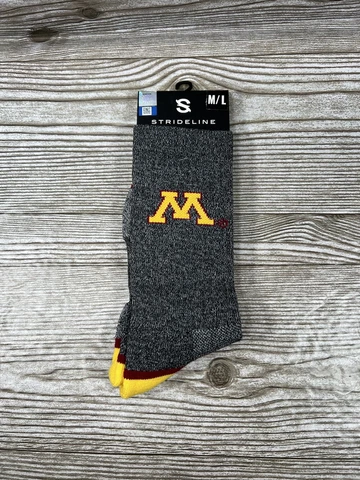 New Minnesota Golden Gopher Knit Crew Socks Strideline Medium Large Unisex Cover