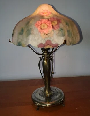 Pairpoint Reverse Painted Multi-Floral Flower Boudoir Accent Lamp - Handel Era - Image 1 of 4