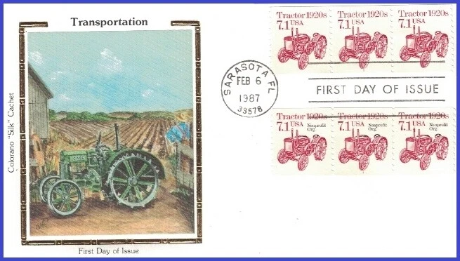 USA3 #2127 Pl #Double 1 U/A COLORANO SILK FDC PNC3  Tractor - Image 1 of 1