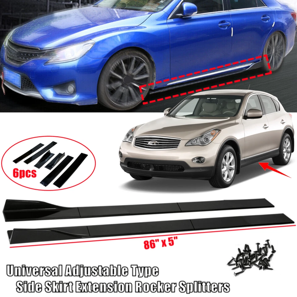 86"Universal Side Skirt Extension Lip Trim Splitter For INFINITI EX35 EX37 08-13 Foto 1 de 4