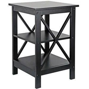 3-Tier End Table w/ Storage Shelves Versatile X-Design Sofa Side Table Furniture - Picture 1 of 15