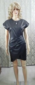 Lucy Paris Women'sBlack Solid Faux Leather Mini Sheath Dress Size S $109. NWT