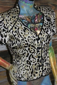 Beautiful JS Collections 100% Silk Animal Print Button Front Blouse Size 12 - Picture 1 of 8