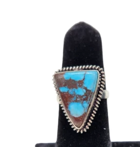 Sterling Silver Turquoise Southwestern Ring Size 6.5 Statement Western - Picture 1 of 9