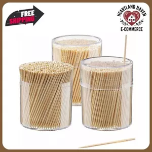 1500 Count Bamboo Wooden Toothpicks Wood Round Single-Point Teeth Tooth Picks - Picture 1 of 6