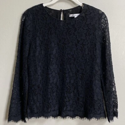 Top de encaje negro Diane Von Furstenberg Brielle talla 4 Foto 1 de 4