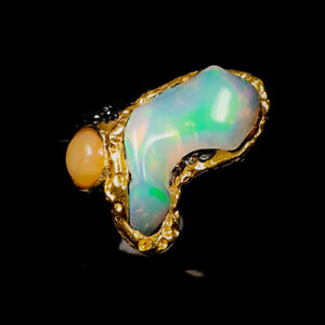Natural rough gem AAA Opal Ring Silver 925 Sterling  Size 8 /R195968