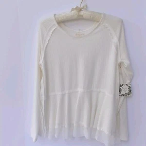 Womens Bohemian Top Long Sleeve Raw Edge Seams Size XS - Picture 1 of 7