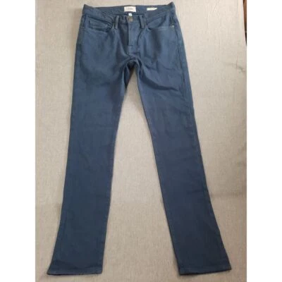 FRAME Men's 30 L' Homme Slim Straight Mid-Rise Stretch Denim Jeans Summer Blue - Image 1 of 4