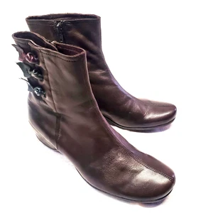 Hispanitas Boots Booties Women Size 41 (9.5 US) Leather Side Zip Dark Brown - Picture 1 of 17