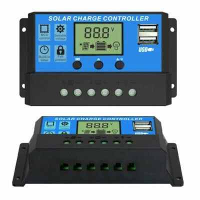 Pannello Solare Carica Batteria 30A 20A 10A Controller 12V/24V LCD Regolatore Doppio USB - Immagine 1 di 4