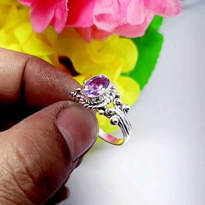 Purple Amethyst Gemstone Handmade Ring,925 Sterling Silver Jewelry Ring all Size - Image 1 of 4