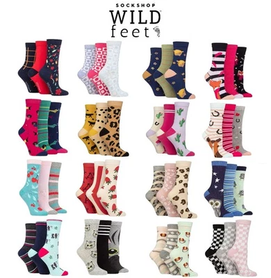 Женские носки с узором - хлопок, новинка, животные, упаковка 3 пары - SOCKSHOP Wildfeet - Изображение 1 из 4