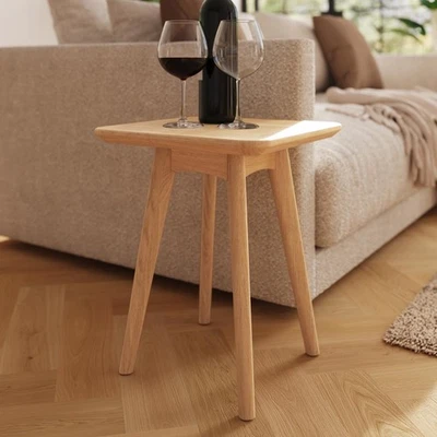 FWSTYLE Square Wine Table Traditional Bedroom Furniture Solid Ash Wood Natural oak