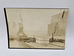 1910’s Sepia 5 x7”  Photo- Pier Weehawken NJ- Studebaker Automobile Crates - Picture 1 of 4