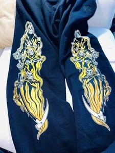 Pantalones deportivos Warren Lotas 3 Reapers negros naranja amarillo llamas calaveras para hombre XL - Imagen 1 de 18
