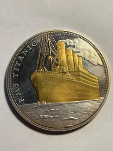 TITANIC 100TH ANNIVERSARY 3" 70MM SILVER PLATED COMMEMORATIVE COIN LOOSE WEAR - Picture 1 of 4