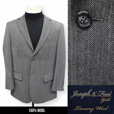 JOSEPH & FEISS Hombre Gris ESPIGA 100% LANA Abrigo Deportivo Chaqueta Blazer 40 S Foto 1 de 4