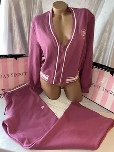 Victoria Secret PINK Zip Up Sweatshirt And Flare Leg Pants Logo XL - Picture 1 of 6