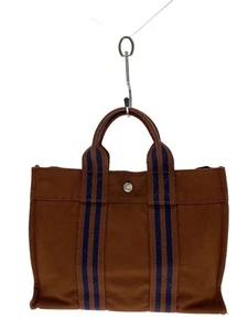HERMES handbag cotton Brown Used - Picture 1 of 7