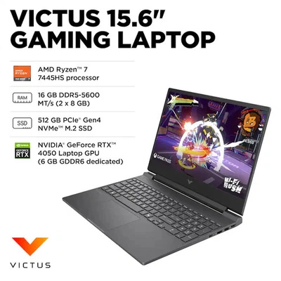 Brandneu Versiegelt HP - Victus 15,6" 144Hz HD Gaming Laptop - Ryzen 7 16GB Nvidia - Bild 1 von 4