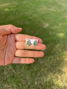 100% Natural Grade A Jadeite Jade Earrings B272 4 - Picture 1 of 7