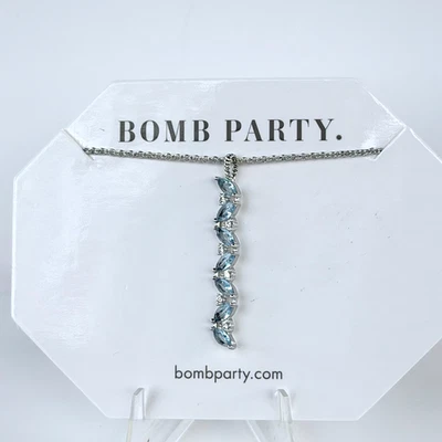 Bomb Party Retro November Necklace "Effortless Love" Blue Topaz on Rhodium - Image 1 of 2