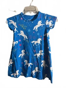 Chaser Unicorn Print Kids Dress - Size 4 - Bright Blue - Picture 1 of 4