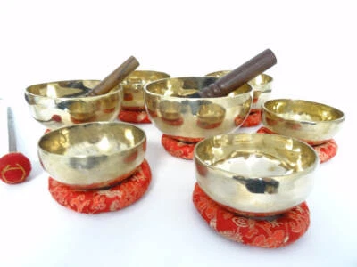 Handmade Chakra Singing Bowl Set of 7 — Tibetan Bowls (5.5–10") for Meditation - Photo 1/4