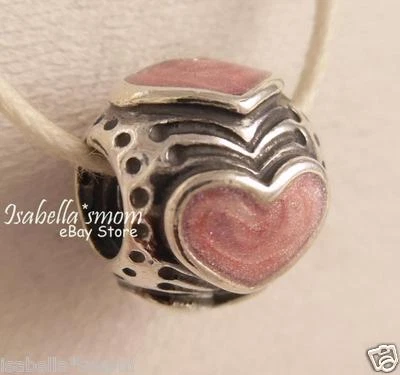 Ritirato Cuori Autentico Pandora Smalto Rosa Valentine Ciondolo/Perlina Nuovo - Immagine 1 di 4