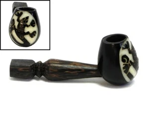 Pipa de nuez de tagua tallada natural hecha a mano pequeña para fumar tabaco lagarto gecko tribal - Imagen 1 de 3