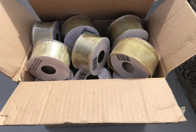 CASE (24) Celebrate It Christmas Golden Woven Wired Edge Ribbon 1.5 in x 25 Ft - Image 1 of 4