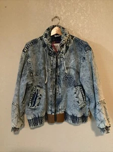 Gitano Outerwear Jeansjacke M Acid Wash Aztec Navajo Futter Logo Vintage 90s - Bild 1 von 17