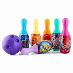 Shimmer and Shine Bowling Set Spielzeug Geschenkset Kinder Indoor Outdoor Fun 6 Pins 1 Ball - Bild 1 von 12