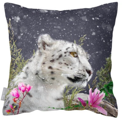 IZABELA PETERS Luxury Outdoor Waterproof Garden Filled Cushion Majestic Snow Leopard Many Colou