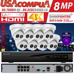 Hikvision 4K 8CH Poe CCTV Security Camera System 4MP Turret Darkfigther Audio G2 - Picture 1 of 15