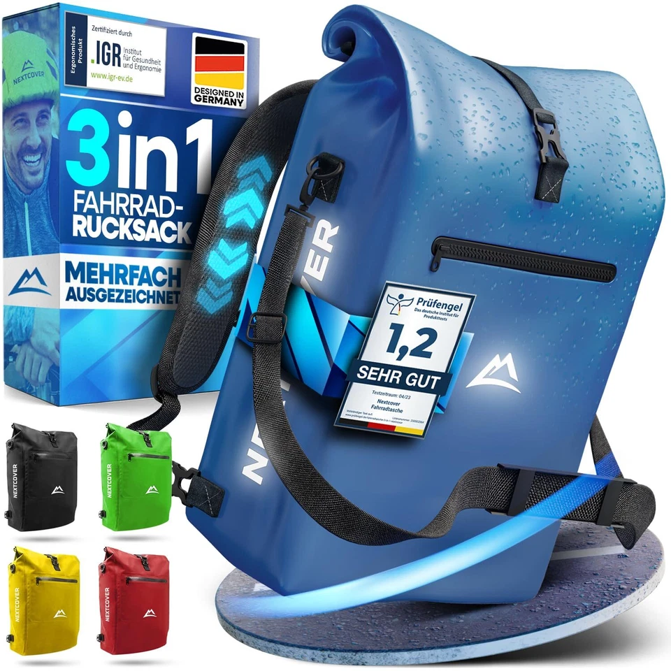 Nextcover® NEU 3in1 Fahrradtasche Gepäckträger 25L Wasserdicht Rucksack - Bild 1 von 1