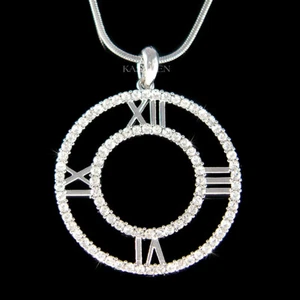Grande Numerali Romani Quadrante Orologio ~ Cerchio Rotondo IN Swarovski Crystal - Foto 1 di 4