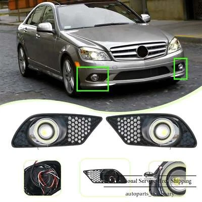 For Mercedes Benz W204 C230 C300 C350 LED Bumper Fog Lights w/ Cover Angel Eye - Изображение 1 из 4