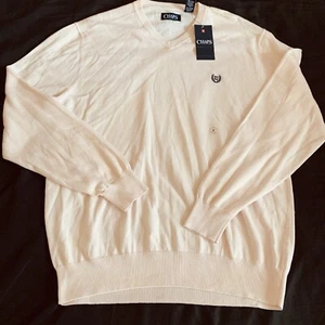 Chaps Solid V-Neck Cotton Jumper Light Pink Sweater Winter Sz LG Long Sleeve - Picture 1 of 10
