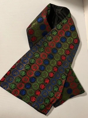 Sin Marca De Colección Años 50 Bufanda Ascot Corbata Formal Jacquard Seda Hecha a Mano Completamente Forrada Foto 1 de 4