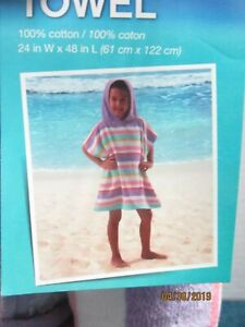 Colorful Stripes Kids Hooded Towel Girls Size 24 in W x 48 in L