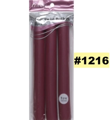 ANNIE SOFT TWIST ROLLERS #1216 TOTAL 3PCS 1 3/16" DIAMETER  10" LONG - Image 1 of 3