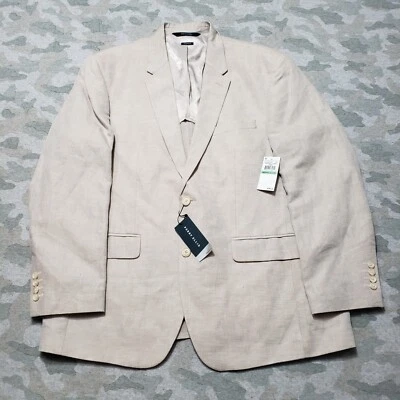 Blazzer Perry Ellis Para Hombres 46 Beige Calce Regular Mezcla de Lino Nuevo con Etiquetas Foto 1 de 4