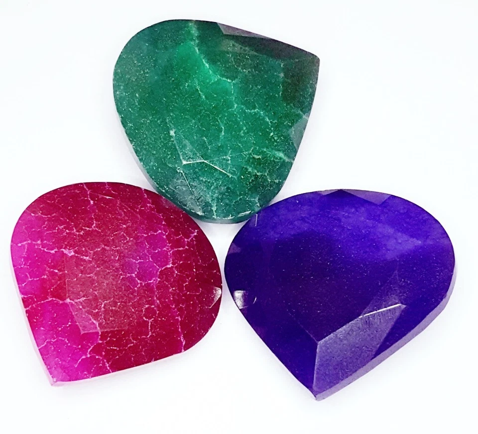 Natural Ruby, Emerald & Blue Sapphire 498.67 Ct Loose Gemstone 3 Pcs Opaque Gem - Image 1 of 4