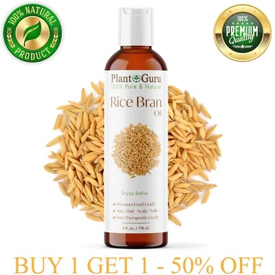 PLANT GURU Rice Bran Oil 4 oz. 100% Pure Natural Refined
