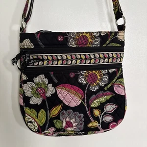 Vera Bradley Moon Blooms Fall 2014 Crossbody Bag  Black Floral Print - Bild 1 von 4